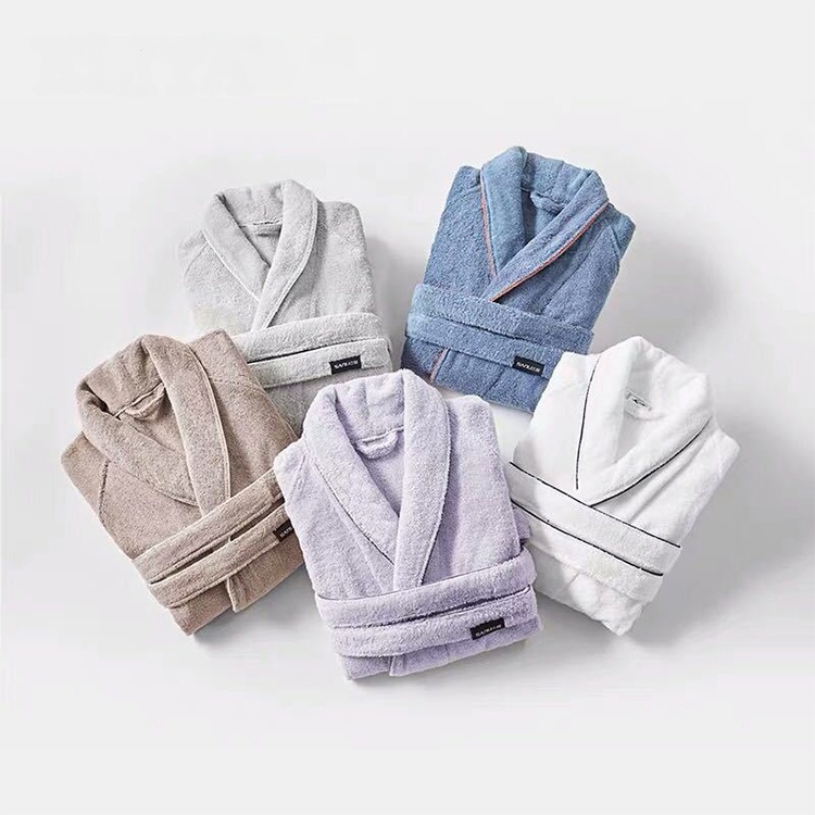 Luxury Designer Bathrobe 100% Cotton Coral Fleece Robe Kimono Bathrobe Hotel