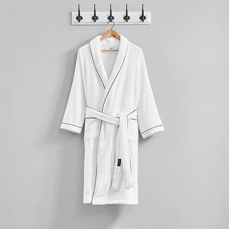 Luxury Designer Bathrobe 100% Cotton Coral Fleece Robe Kimono Bathrobe Hotel