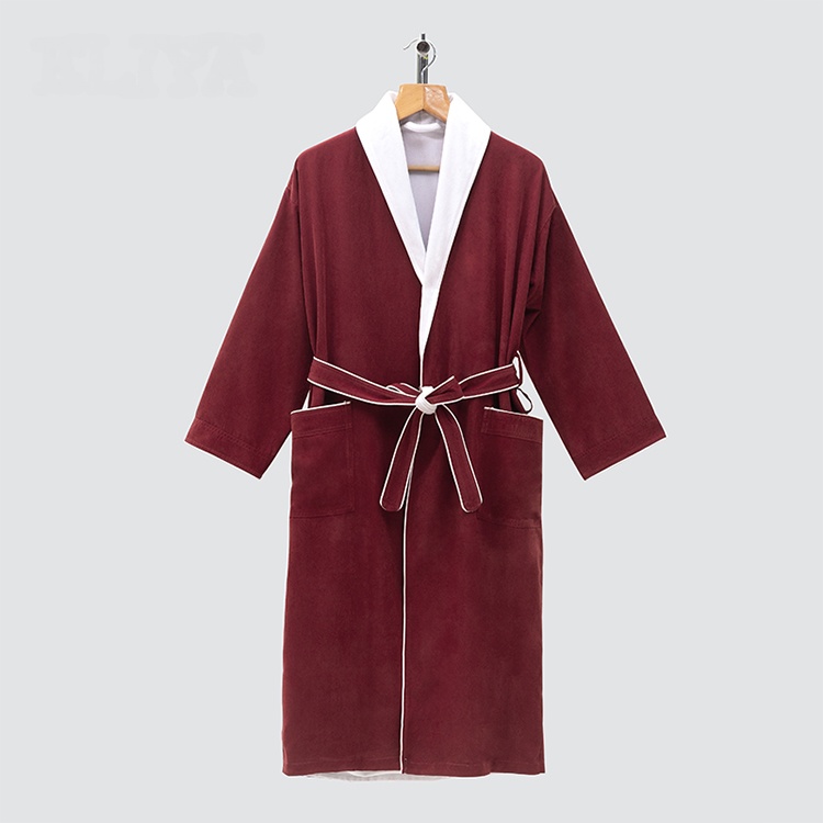 Ritz Carlton Series Logo Embroidery Velour White Bathrobe With Silver