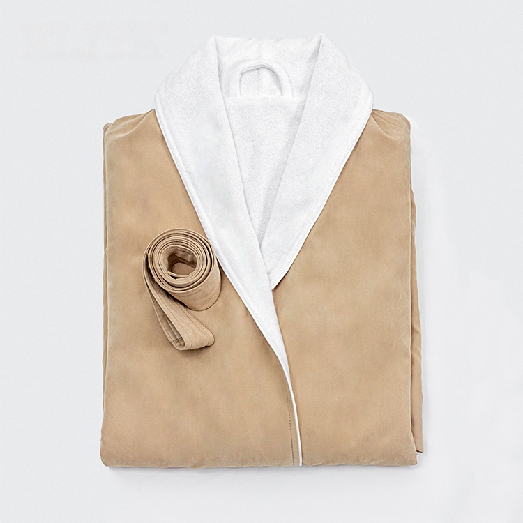High-end Double-layer Luxury Five-star Adult Brown Shawl Collar Hotel Bathrobe
