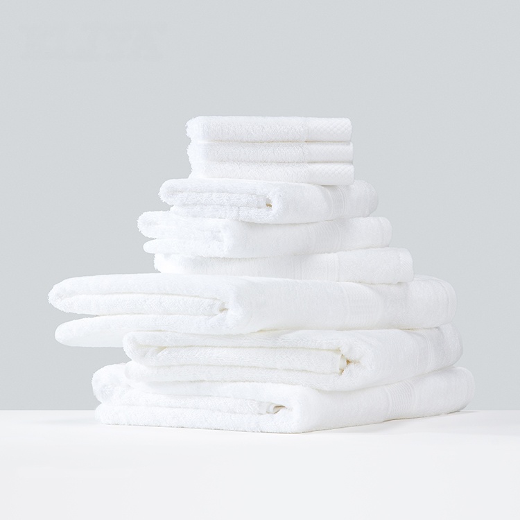 100% Cotton Plain White Luxury Hotel Towel Set