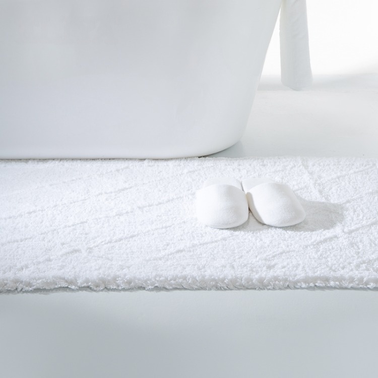 5 Star Hotel High Quality White Cotton Jacquard Bath Mat