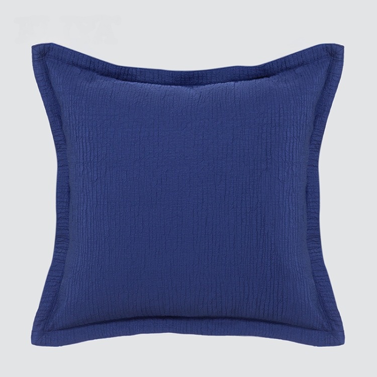 Custom Sofa Bed Cushion Cover Blue Solid Quilting Throw Pillow Cover Dutch Velvet Cushion Cover With Invisible Zipper