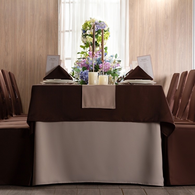 BrownTable Cloth Round Rectangle Square 100% Polyester Table Cloth Tablecloth for Wedding Party