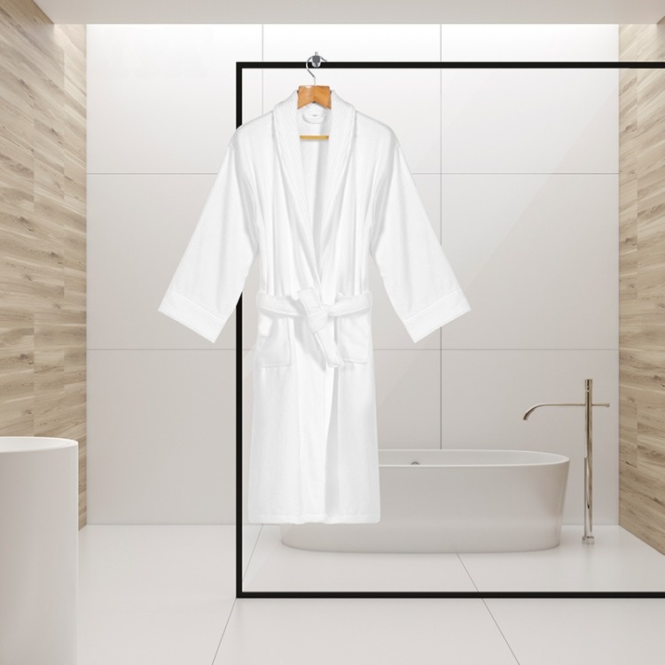 White Hotel Bath Robe Cotton Towel Bathrobe Slippers Set Unisex Bathrobe