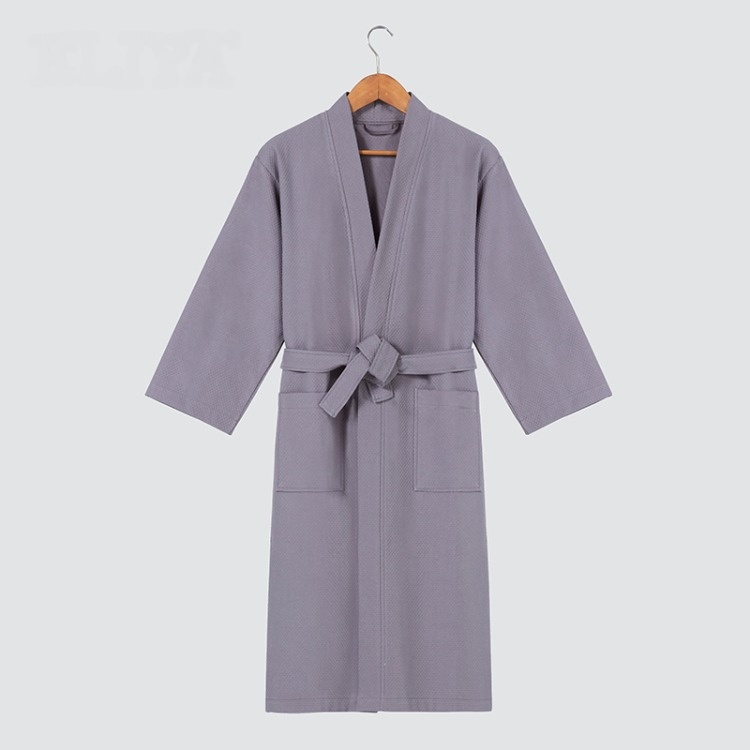 Hot Selling Easy Customized 100% Cotton Hotel BathrobeTowel Hotel Kimono Waffle Weave Bath Robe