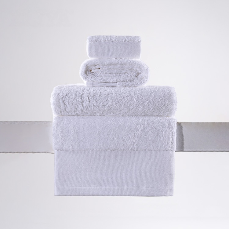 White towel sets single-loop 100% cotton with slap-up dobby border design