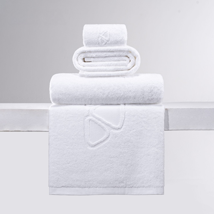 16S white towels 100% cotton soft and stylish with jacquard design for hotel use