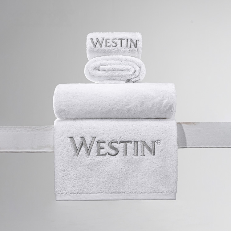 Eco Friendly Bath Towel Cotton White With Exquisite Embroidery Logo