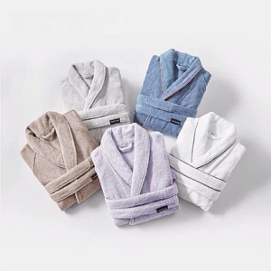 Luxury Designer Bathrobe 100% Cotton Coral Fleece Robe Kimono Bathrobe Hotel