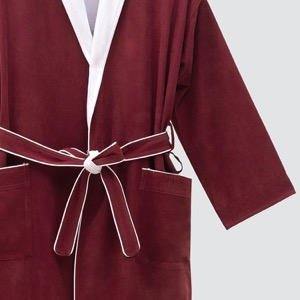 Ritz Carlton Series Logo Embroidery Velour White Bathrobe With Silver