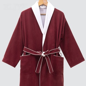 Ritz Carlton Series Logo Embroidery Velour White Bathrobe With Silver