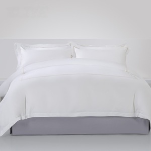Luxury 100% Cotton Bedding Sheet Set Golden Double-Line Embroidered Duvet Cover