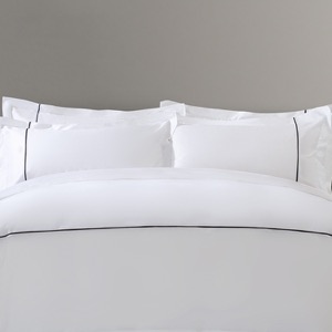 Plain White 6080s Pure Cotton False Piping Hotel Bedroom Bedding Sheet Set