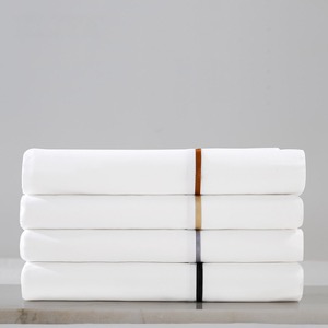 Plain White 6080s Pure Cotton False Piping Hotel Bedroom Bedding Sheet Set