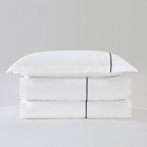 Plain White 6080s Pure Cotton False Piping Hotel Bedroom Bedding Sheet Set