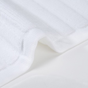 Supply Hotel Bathroom White Cotton Soft Non Slip Jacquard Floor Bath Mat
