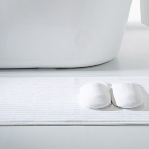 Supply Hotel Bathroom White Cotton Soft Non Slip Jacquard Floor Bath Mat