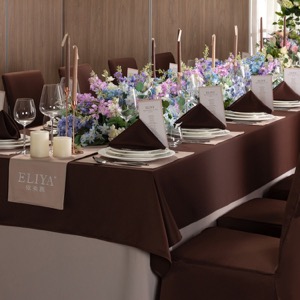 BrownTable Cloth Round Rectangle Square 100% Polyester Table Cloth Tablecloth for Wedding Party