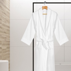 White Hotel Bath Robe Cotton Towel Bathrobe Slippers Set Unisex Bathrobe