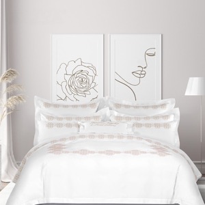 2025 Designer Custom 5star Quality White Embroidered Cotton Hotel Duvet Cover Set With Pillowcase