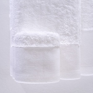 White towel sets single-loop 100% cotton with slap-up dobby border design